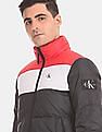 Calvin Klein Men Black And Red Colour Block Down Puffer Jacket