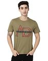 AD by Arvind Crew Neck Brand Print Cotton T-Shirt