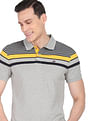 AD by Arvind Horizontal Stripe Cotton Polo Shirt