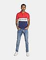 U.S. Polo Assn. Men Red And Blue Colour Block Pique Polo Shirt