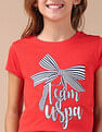 U.S. Polo Assn. Kids Girls Bow Print Regular Fit T-Shirt