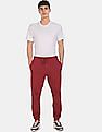 Aeropostale Men Dark Red Drawstring Waist Solid Cotton Joggers