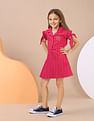 U.S. Polo Assn. Kids Girls Vertical Stripe Cotton Dress
