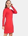 Calvin Klein Women Red Logo Neck Fitted Sweater Dress