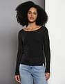 Calvin Klein Sheer Ribbed Long Sleeve Top