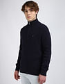 Tommy Hilfiger Classic Cotton Cable Zip Mock Neck Sweatshirt