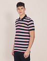 U.S. Polo Assn. Men Black And Red Cotton Striped Polo Shirt