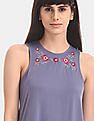 Aeropostale Purple Embroidered Knit Tank Top