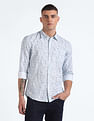 Flying Machine Abstract Print Dobby Shirt