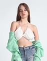 Calvin Klein Jeans Wrap Strappy Crinkle Bra Top