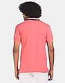U.S. Polo Assn. Men Pink Tipped Collar Cotton Solid Pique Polo Shirt