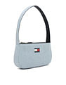 Tommy Hilfiger Solid Blue Cotton Shoulder Bag