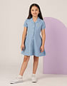 U.S. Polo Assn. Kids Girls Chambray A-Line Dress