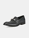 Calvin Klein Men Navy Craig Dress Calf Small Grid Embossed Leather Slip On Shoes