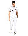 Aeropostale Men Off White Short Sleeve Printed Polo Shirt